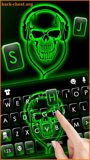 Neon Green DJ Skull Keyboard Background screenshot