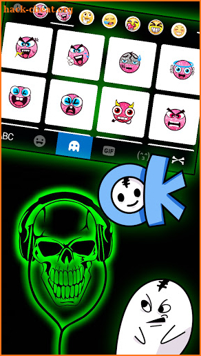 Neon Green DJ Skull Keyboard Background screenshot