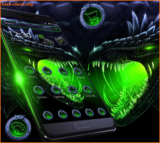 Neon Green Horror Dragon Theme screenshot