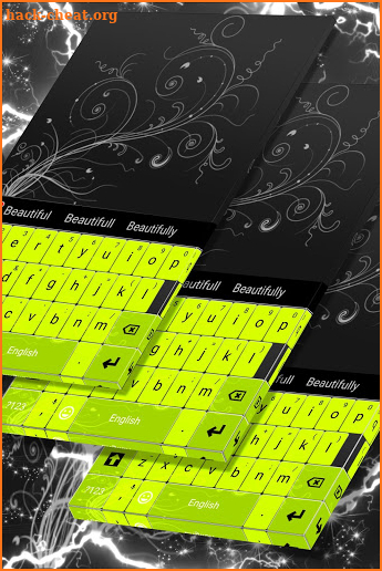 Neon Green Letters Keyboard screenshot