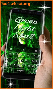 Neon Green Light Skull Keyboard Theme screenshot
