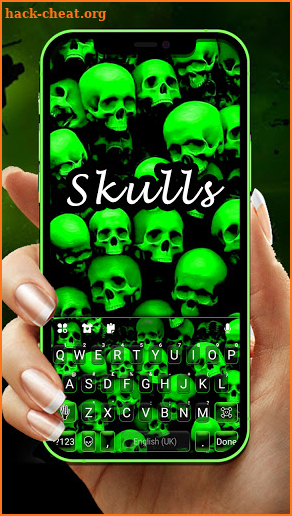 Neon Green Skulls Keyboard Background screenshot