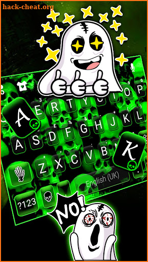 Neon Green Skulls Keyboard Background screenshot