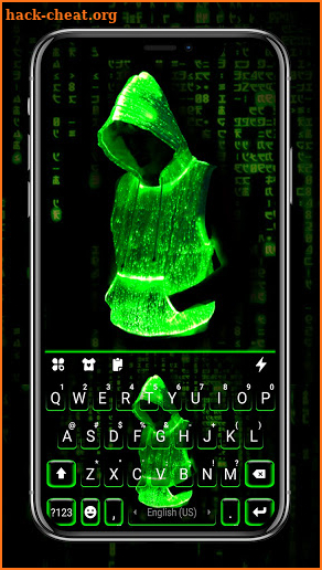 Neon Hacker Keyboard Background screenshot