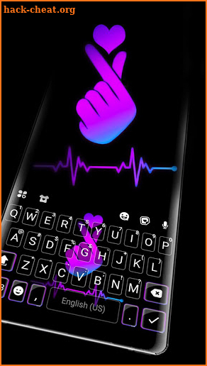 Neon Hand Love Keyboard Theme screenshot