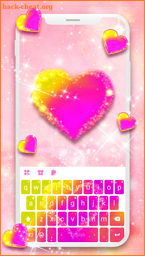 Neon Heart 3D Keyboard Background screenshot