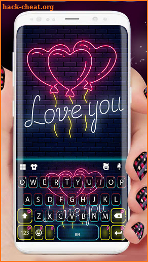 Neon Heart Balloons Keyboard Background screenshot