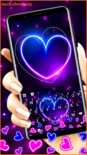 Neon Heart Gravity Keyboard Background screenshot