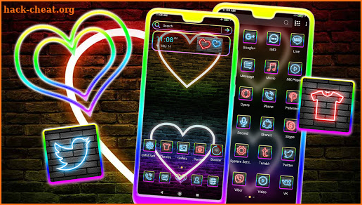 Neon Heart Launcher Theme screenshot