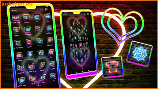 Neon Heart Launcher Theme screenshot