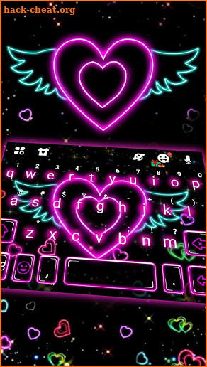 Neon Heart Wings Keyboard Theme screenshot