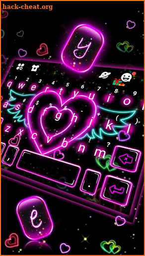 Neon Heart Wings Keyboard Theme screenshot