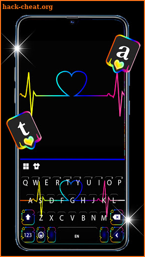 Neon Heartbeat Keyboard Background screenshot