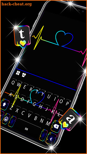 Neon Heartbeat Keyboard Background screenshot