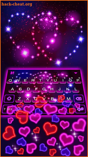 Neon Hearts Gravity Keyboard Theme screenshot