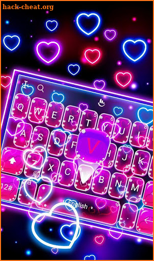 Neon Hearts Keyboard Theme screenshot