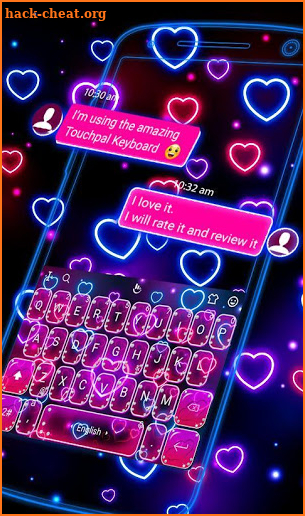 Neon Hearts Keyboard Theme screenshot