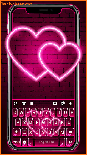 Neon Hearts Love Keyboard Background screenshot