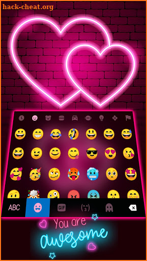 Neon Hearts Love Keyboard Background screenshot