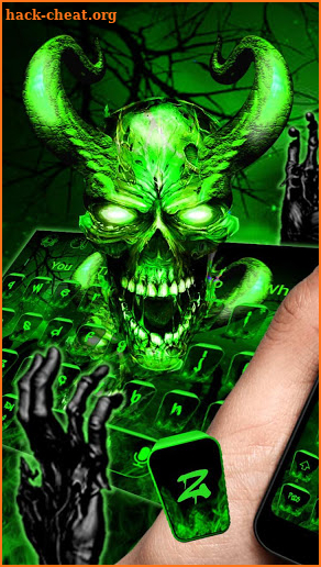 Neon Hell Zombie Skull Keyboard Theme screenshot