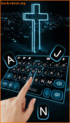Neon Holy Cross Keyboard Background screenshot