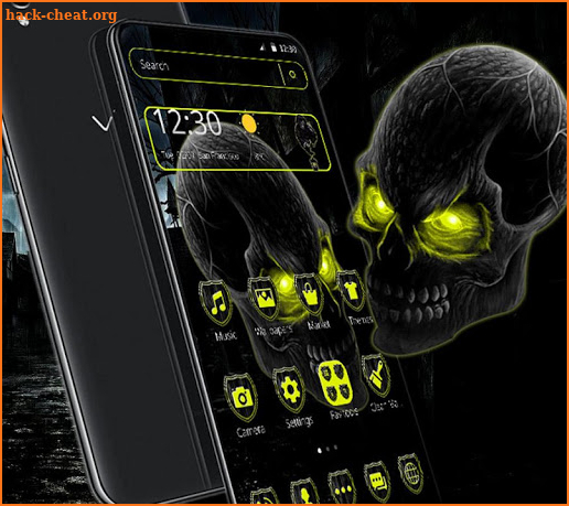Neon Horror Skull Theme screenshot