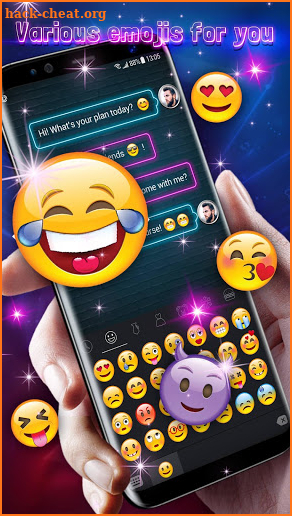 Neon Keyboard Theme with Emoji screenshot