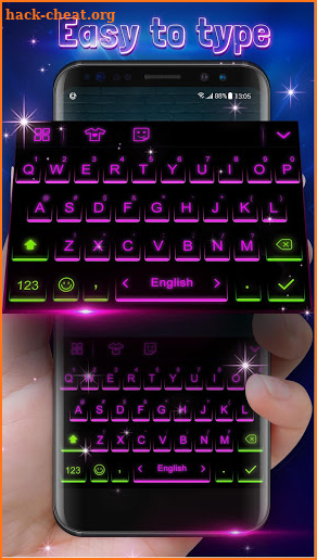Neon Keyboard Theme with Emoji screenshot