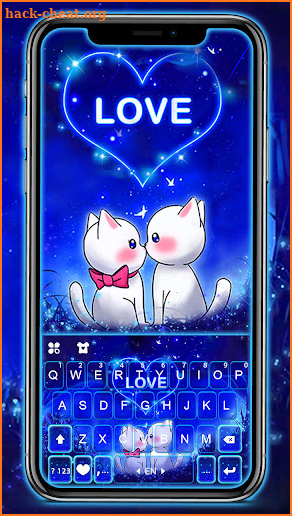 Neon Kitten Love Keyboard Background screenshot