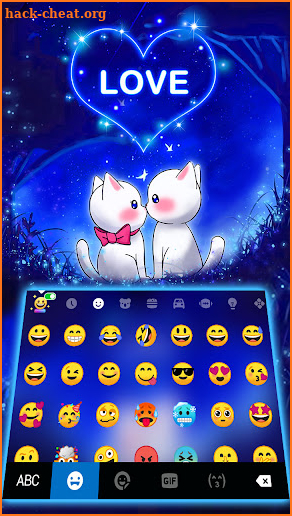 Neon Kitten Love Keyboard Background screenshot