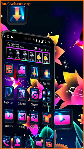 Neon Light 3D Flower Theme screenshot