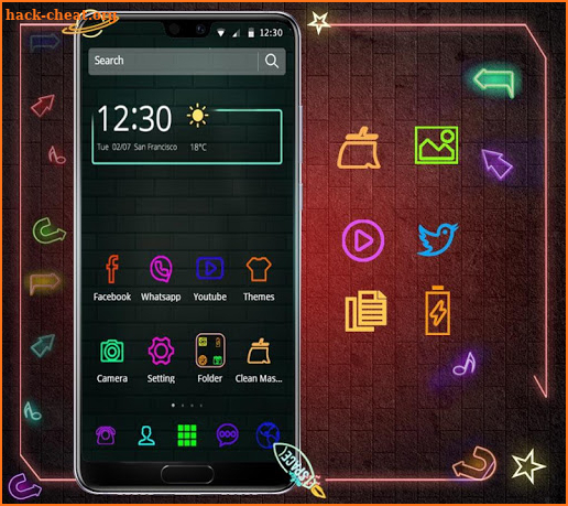Neon Light Business Wall Theme screenshot