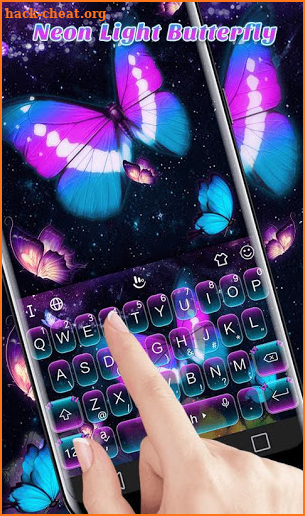 Neon Light Butterfly Keyboard Theme screenshot