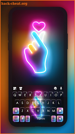 Neon Light Heart Keyboard Background screenshot