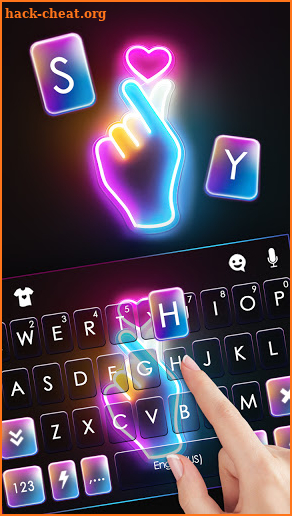 Neon Light Heart Keyboard Background screenshot