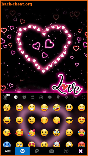 Neon Light Hearts Keyboard Background screenshot
