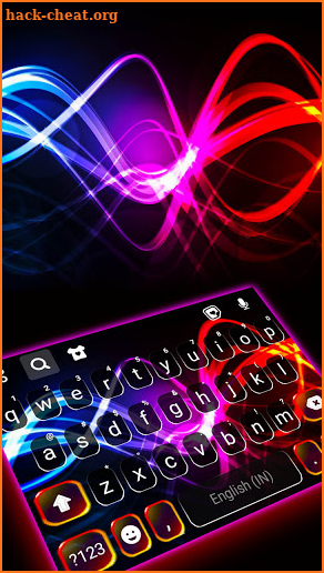 Neon Light Waves Keyboard Background screenshot