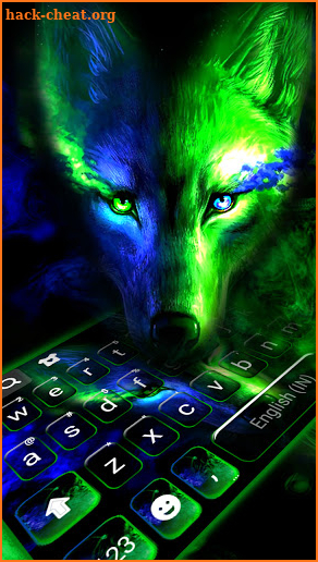 Neon Light Wolf Keyboard Background screenshot