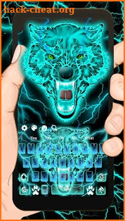 Neon Lightning Wolf Keyboard Theme screenshot
