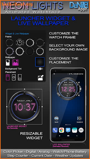 Neon Lights HD Watch Face Widget & Live Wallpaper screenshot