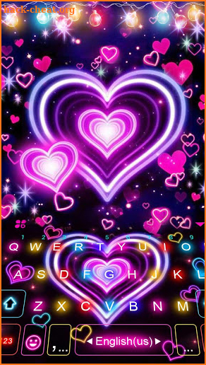 Neon Lights Heart Keyboard Theme screenshot