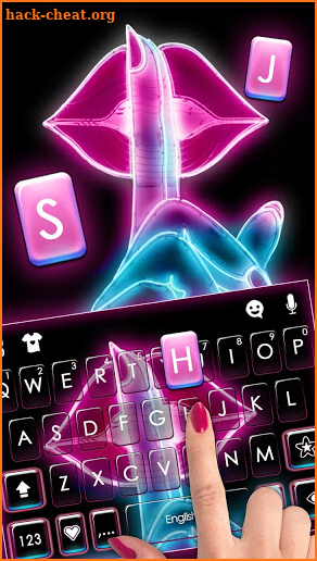 Neon Lips Keyboard Background screenshot