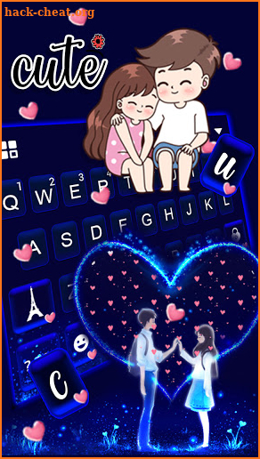 Neon Love Couple Keyboard Background screenshot