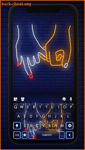 Neon Love Hands Keyboard Background screenshot