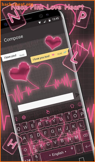 Neon Love Heart Keyboard Theme screenshot