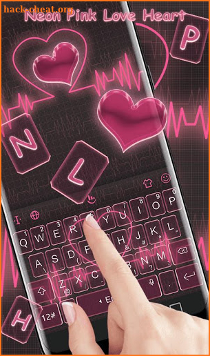 Neon Love Heart Keyboard Theme screenshot
