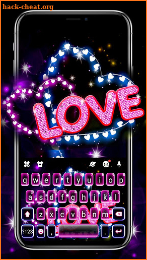 Neon Love Hearts Keyboard Theme screenshot
