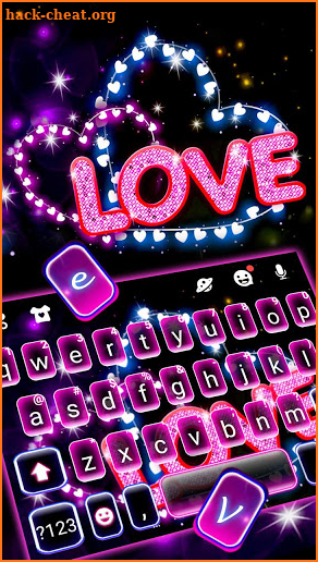 Neon Love Hearts Keyboard Theme screenshot