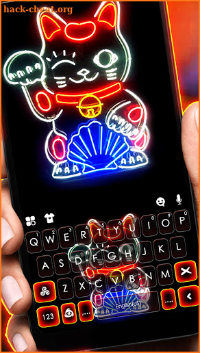 Neon Luck Cat Keyboard Background screenshot