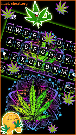 Neon Mandala Weed Keyboard Background screenshot
